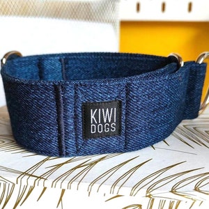 Collar Martingale de mezclilla azul para perros: collar para galgos y whippets