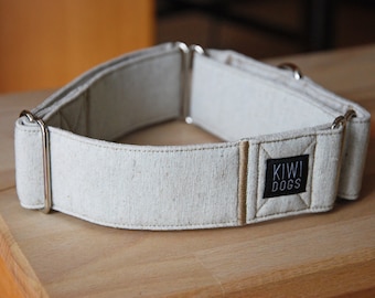 Natural Stripe Martingale Dog Collar: Boho Cotton Greyhound Collar