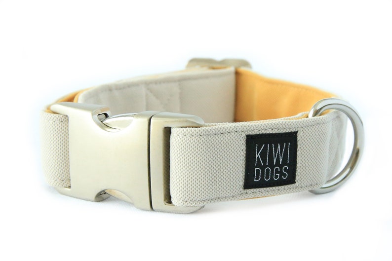 dog collar WHITE/SAND buckle sporty, soft, minimalistic, durable, dog collar with aluminium buckle and heavy duty D-ring image 1