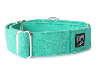 Turquoise Martingale Dog Collar - Lightweight Microfiber, Greyhound Collar