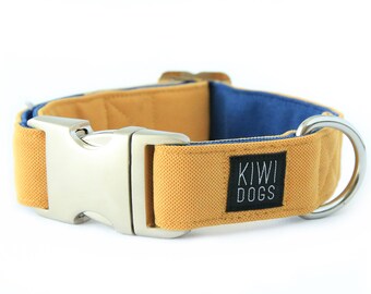 Sand & Blue Dog Collar – Sporty, Durable, with Aluminum Buckle