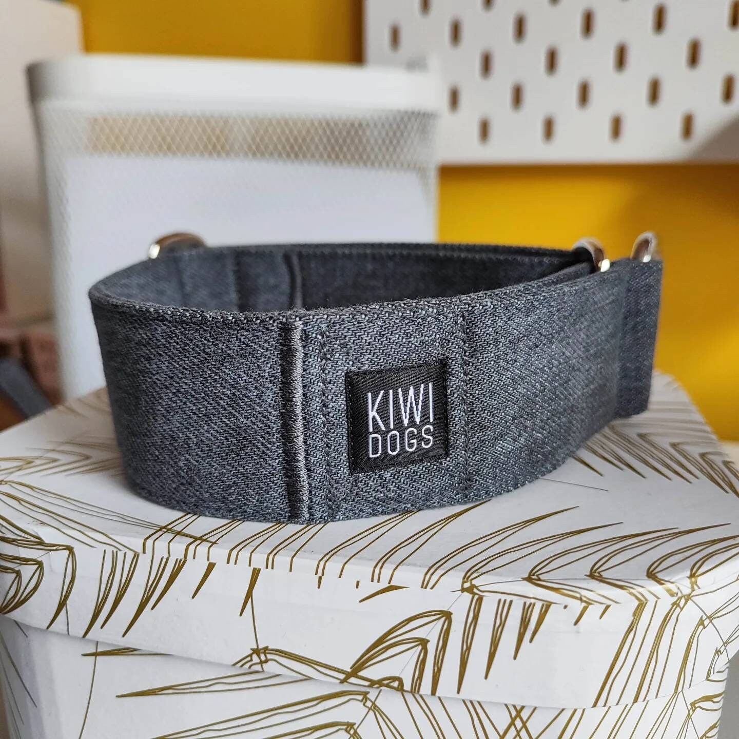 dog collar - martingale / Gray Denim METROPOLITAN collar / greyhound, whippet, italian greyhound collar