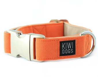 Orange Dog Collar: Sporty, Soft with Aluminum Buckle