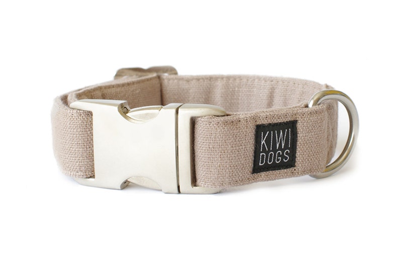 dog collar buckle dog collar linen, soft, natural GINGER dog collar with aluminum buckle image 2
