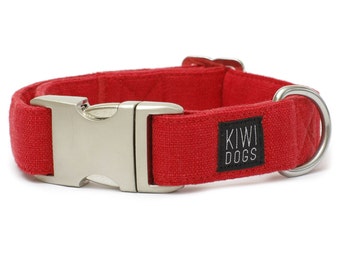 dog collar - buckle dog collar – linen, soft, natural CHILLI dog collar with aluminum buckle