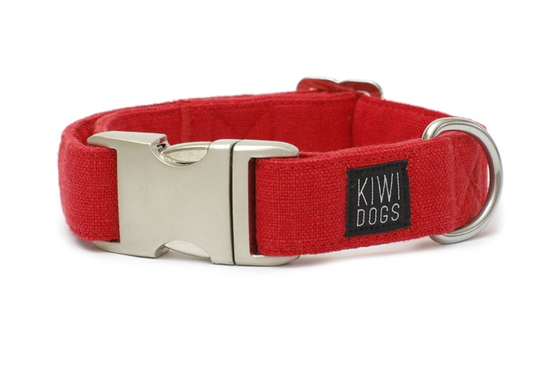 dog collar buckle dog collar linen, soft, natural CHILLI dog collar with aluminum buckle image 1