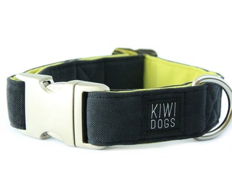 Sporty Black and Green Dog Collar – Aluminum Buckle, Durable Design