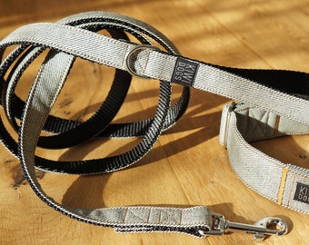 Denim Dog Leash – White Jeans Fabric with Handle D-Ring