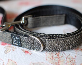 Herringbone METROPOLITAN dog leash - cool hipster dog leash with polyamide webbing and cotton fabric