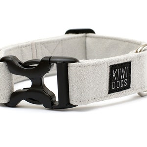 Gray Microfiber Dog Collar: Minimalist Lightweight YKK Buckle