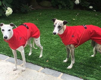 RAINCOAT for dogs: Waterproof Softshell and cotton Jersey Lined, custom made