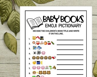 Instant BABY BOOKS PICTIONARY Printable Baby Shower Game Printable Neutral Baby Shower Activity Digital