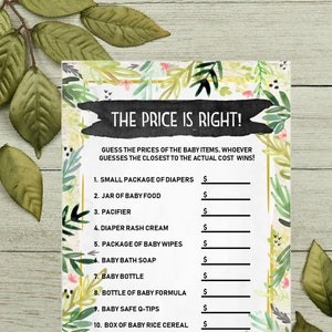 The Price is Right Printable Baby Shower Game Floral Baby Shower Baby Shower Ideas Printable Baby Shower Game Digital File