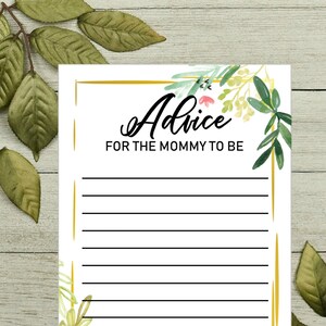 Direct ADVIES voor de Mommy to Be! Afdrukbaar babyshoweradvieskaart Bloemen babyshowerspel Digitaal bestand