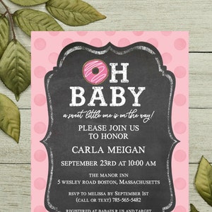 Baby Shower DONUT OH BABY Invitation Digital Invite 5x7 Printable Party Invitation Brunch and Donuts