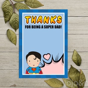INSTANT Father&#39;s Day Printable Card Thank You for being a Super Dad Printable Card Giftcard Holder 5x7 Gift for Him Printable Thank You Dad