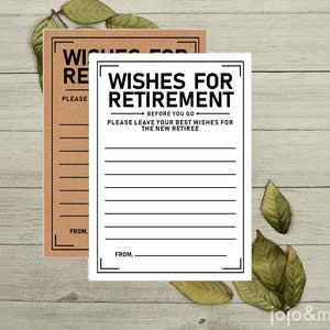 Tarjeta de deseos de jubilación imprimible instantánea 'DESEOS PARA LA JUBILACIÓN' Tarjeta de deseos de jubilación imprimible instantánea de 5x7 Tarjeta de deseos de fiesta de jubilación imprimible para jubilados Digital