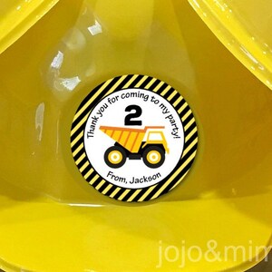 Personalized CONSTRUCTION THANK YOU Tag or Sticker Kids Birthday Favor Thank You Tag Sticker Printable Party Digital File Dump Truck