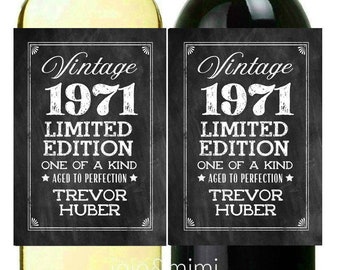 Personalized ANY YEAR 'Vintage {Year} Limited Edition' Printable Birthday Wine Label Chalkboard Digital Birthday Wine Gift Bottle Label Tag