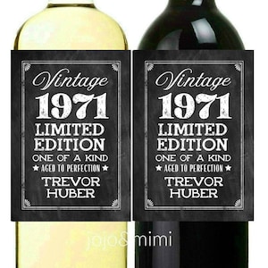 Personalized ANY YEAR 'Vintage {Year} Limited Edition' Printable Birthday Wine Label Chalkboard Digital Birthday Wine Gift Bottle Label Tag