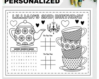 Tea Party Coloring Etsy