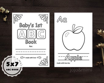 ABC BOOK 'Baby's First Alphabet Book' Printable Coloring Sheets Alphabet with Pictures ABC Book Baby Shower Game