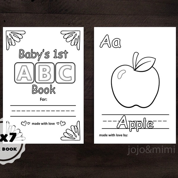 ABC BOOK 'Baby's First Alphabet Book' Printable Coloring Sheets Alphabet with Pictures ABC Book Baby Shower Game