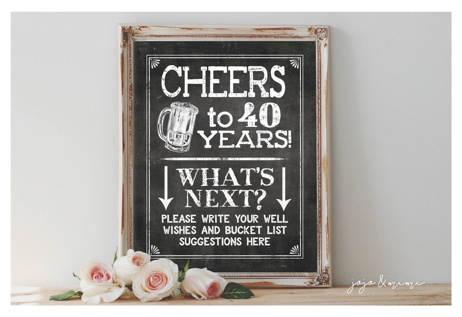 Instant 'CHEERS to 40 Years' Printable 8x10 11X14 - Etsy