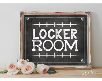 Instant 'LOCKER ROOM' Printable Football Party Decoration Chalkboard Party Decor Sports Theme Football Party Ready Set Eat Size Options