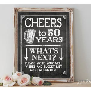 Instant 'CHEERS to 50 Years' Printable 8x10, 11X14 Birthday Bucket List ...
