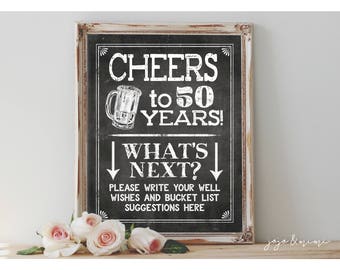 Instant 'CHEERS to 50 Years' Printable Birthday Wish | Etsy