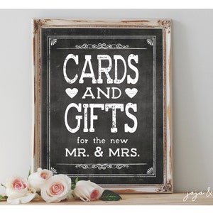 Instant &#39;CARDS AND GIFTS for the new Mr. & Mrs.&#39; Printable Event Sign Wedding Party Printable Chalkboard Size Options