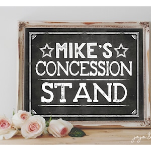 Personalized &#39;CONCESSION STAND&#39; Printable Name Sign Chalkboard Printable Party Decor Sports Theme Football Party Ready Set Eat Size Options