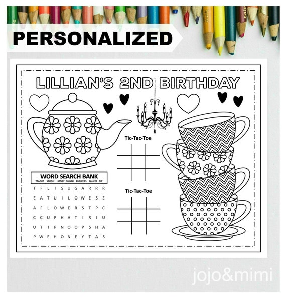 PERSONALIZED TEA PARTY Happy Birthday Printable Placemat Etsy