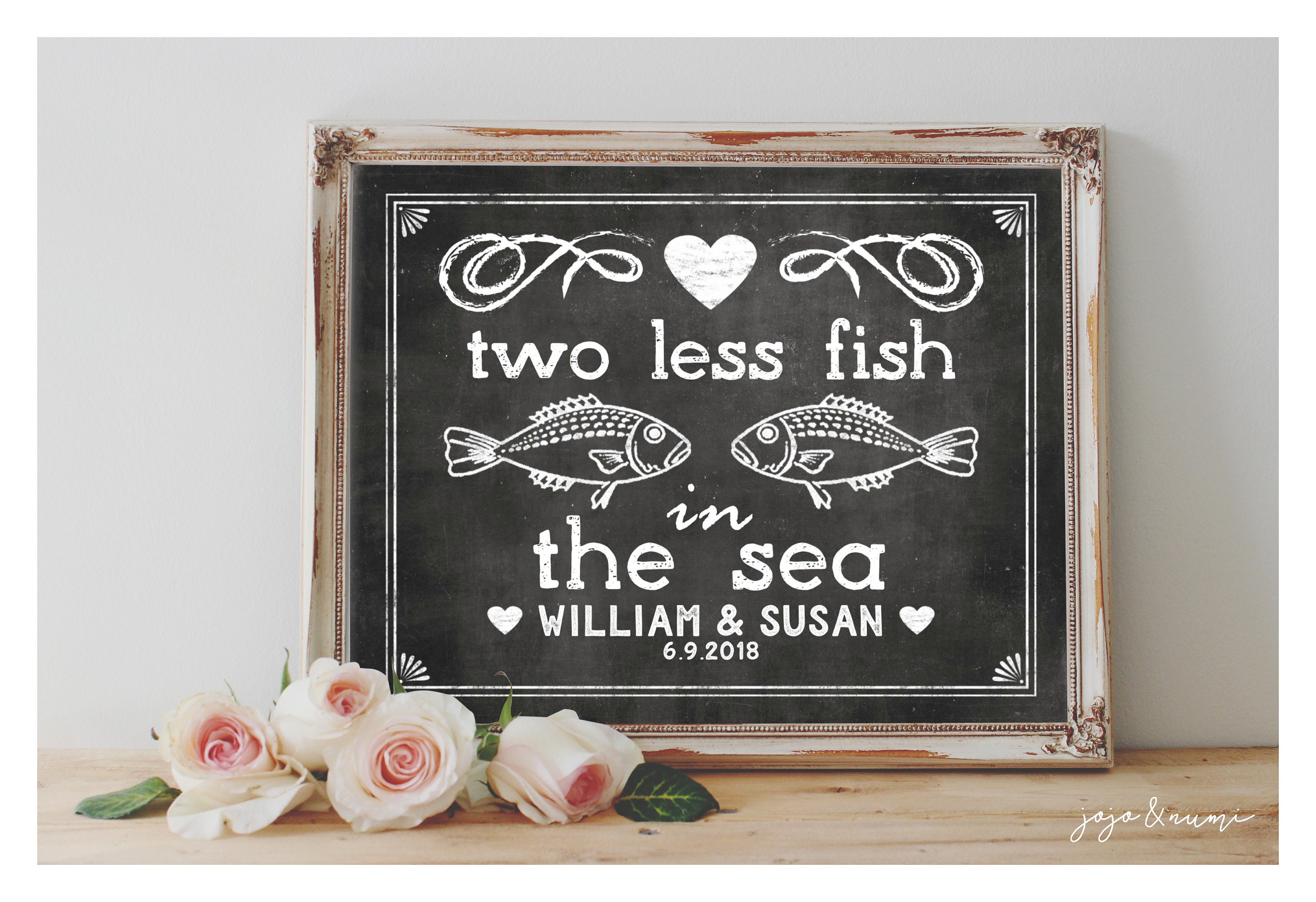 Personalized 'two less fish in the sea' Printable Etsy