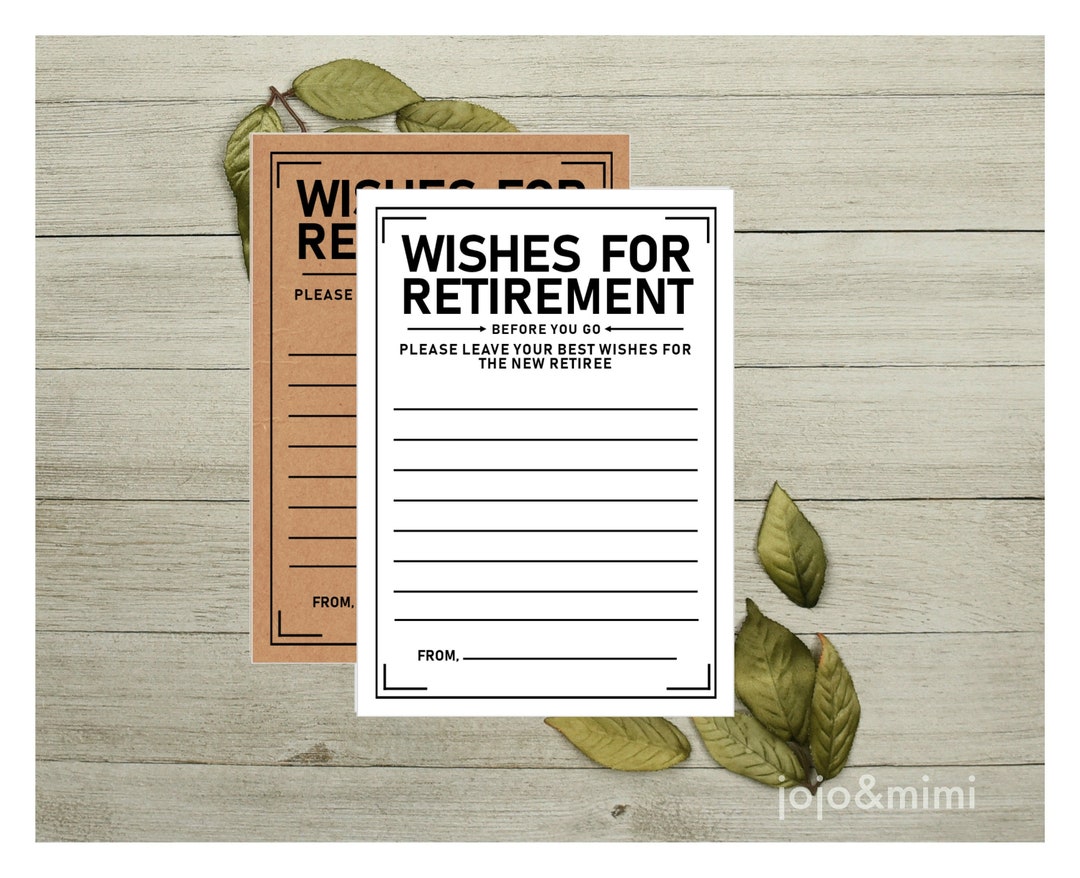 Instant 'WISHES FOR RETIREMENT' Printable Retirement Wish Card 5x7 Party Printable Retirement ...
