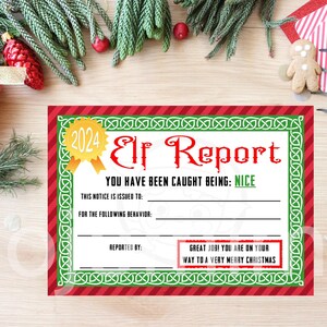 INSTANT ELF REPORT 2024 Christmas Report from Elf Note Naughty or Nice Elf Warning Elf Surveillance Printable