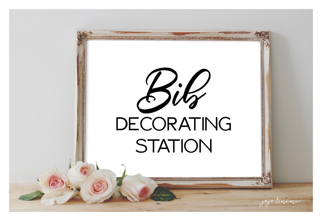 Instant 'BIB DECORATING STATION' Printable Baby Shower Bib Activity ...