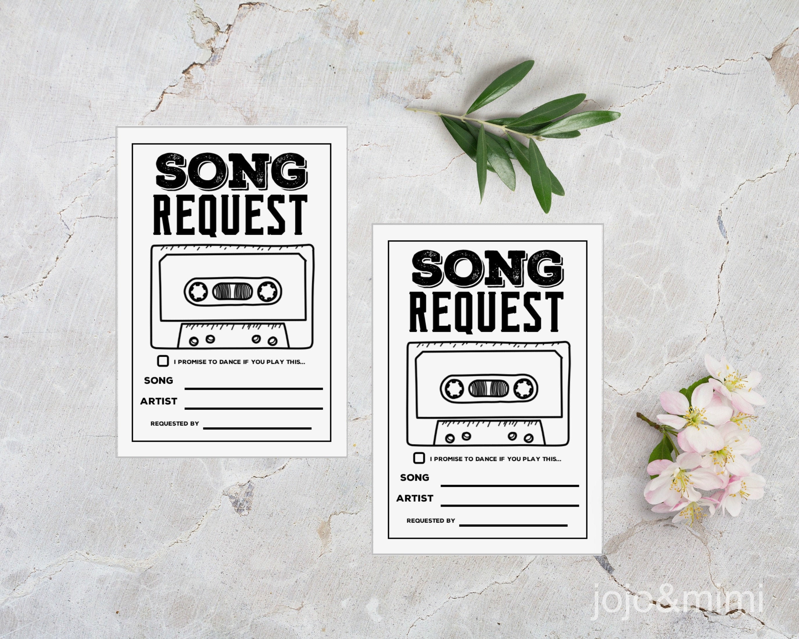 Song Request Text Instant 'SONG REQUEST' Card Printable Song Request Card for Wedding or ...