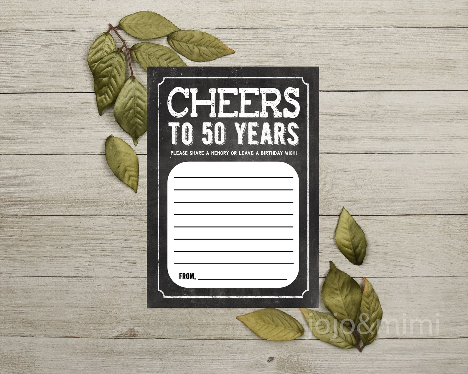 Instant 'CHEERS to 50 Years' Printable Birthday Wish or Favorite Memory ...