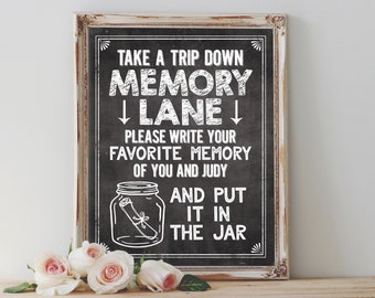 Personalized MEMORY LANE Printable Digital Chalkboard Leave your favorite memory in the jar Sign Size Options