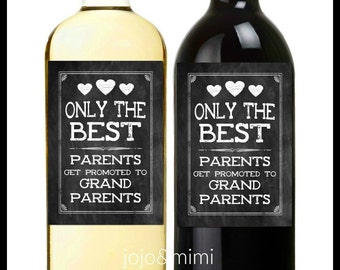 INSTANT Wine Label 'only the BEST parents get promoted to grandparents' Printable Wine Label Instant Wine Gift Pregnancy Announcement