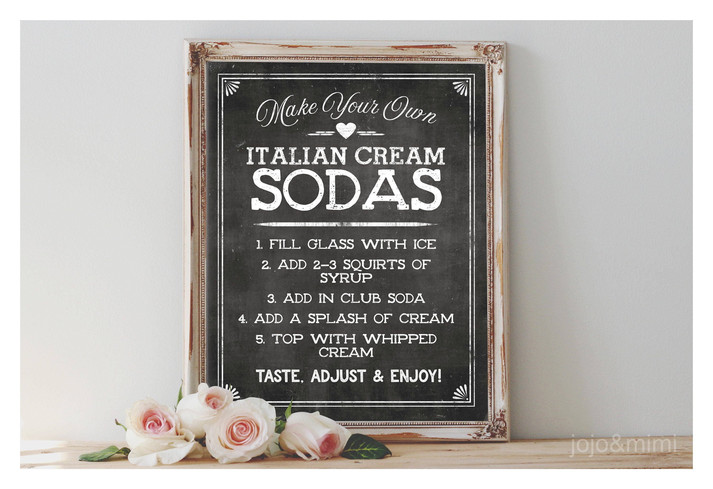 Instant 'make Your Own ITALIAN CREAM SODAS' Printable Sign