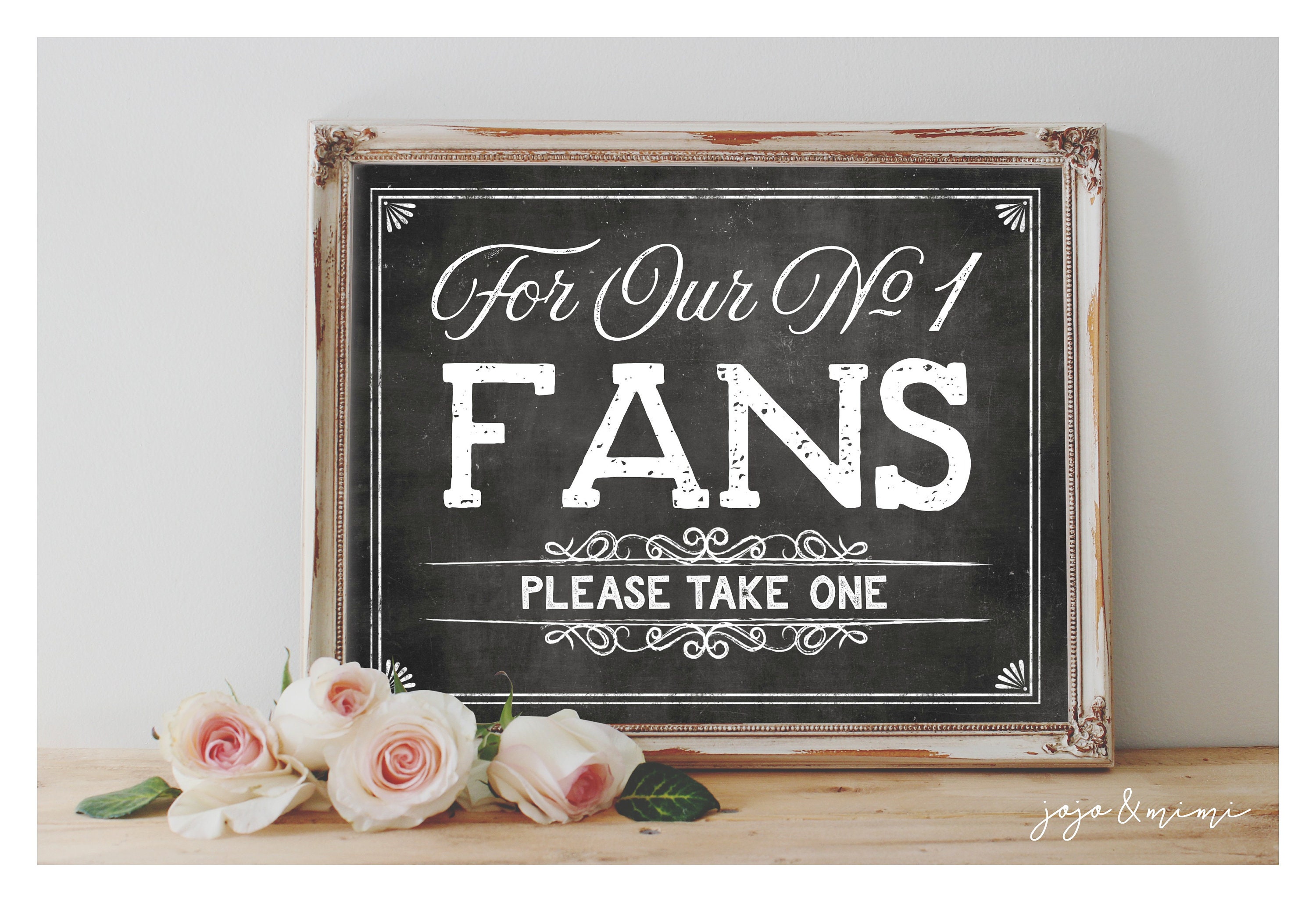 For Our Number One Fans Please Take One . Wedding Fans Favors Printable  Sign . Greenery and Gold . Wedding Party . Instant Download G2 