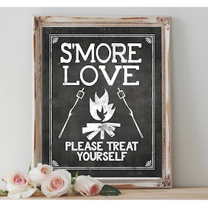 Instant &#39;S&#39;more Love please treat yourself&#39; Printable 8x10, 11x14 Sign Chalkboard Printable Party Wedding Event Party Sign S&#39;more Table