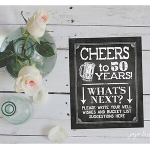 Instant 'CHEERS to 50 Years' Printable 8x10, 11X14 Birthday Bucket List ...
