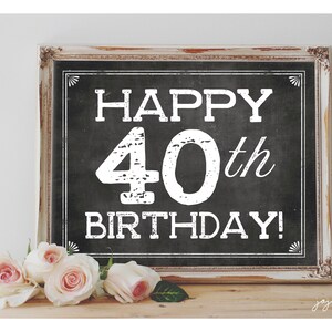Instant 'HAPPY 40TH BIRTHDAY' Printable 8x10, 11X14 40th Birthday Party ...