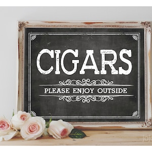 Instant 'SIGARS Please Enjoy Outside' afdrukbaar sigarenbord bruiloft of evenement feest afdrukbaar schoolbord roken bord