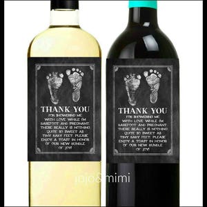 INSTANT Wine Label &#39;Thank you for showering me with love while pregnant&#39; Printable Wine Label Baby Shower Thank You Gift