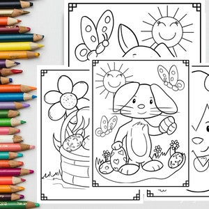 EASTER COLORING PAGES For Kids Printable Easter Kids Colouring Easter Bunny Activity Coloring Sheets Instant Download